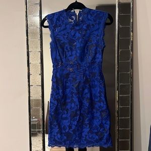 Blue cut out / lace party dress